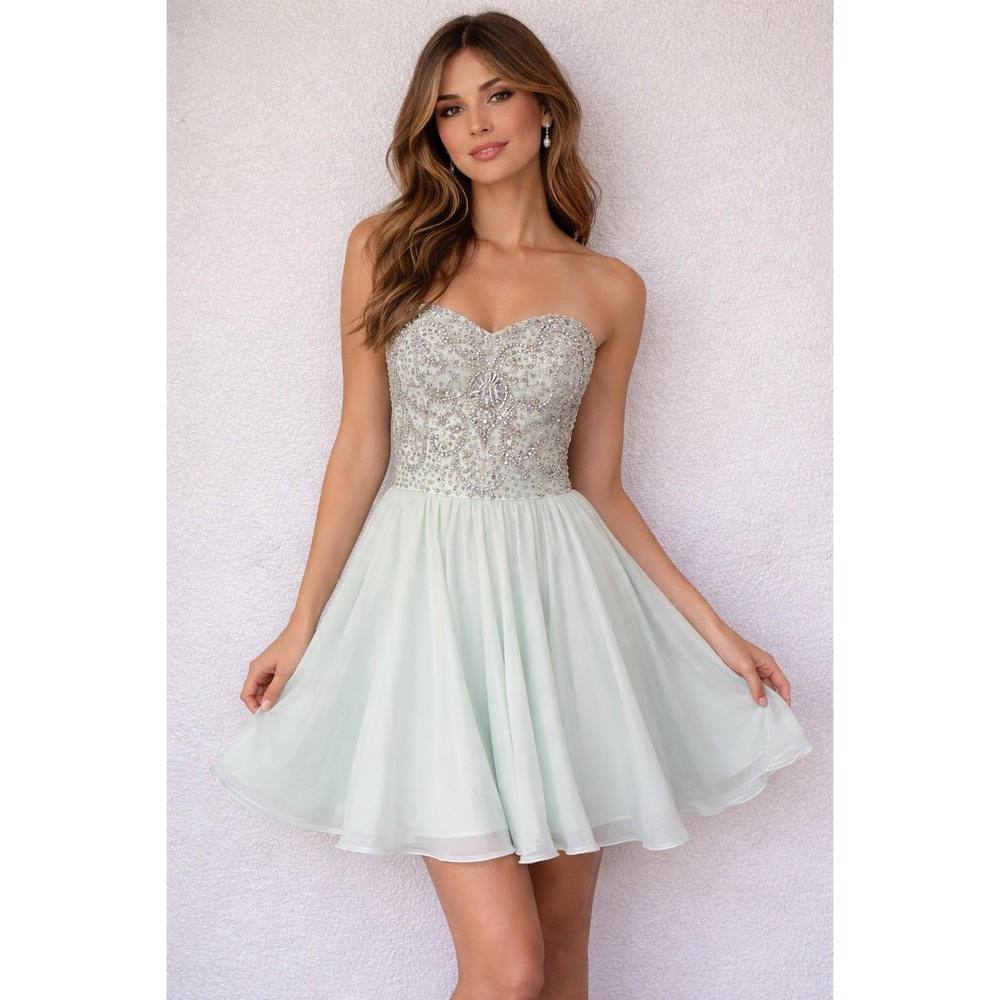 MY MICHELLE Strapless Beaded Embellished Sweetheart Neckline Fit Flare Dress